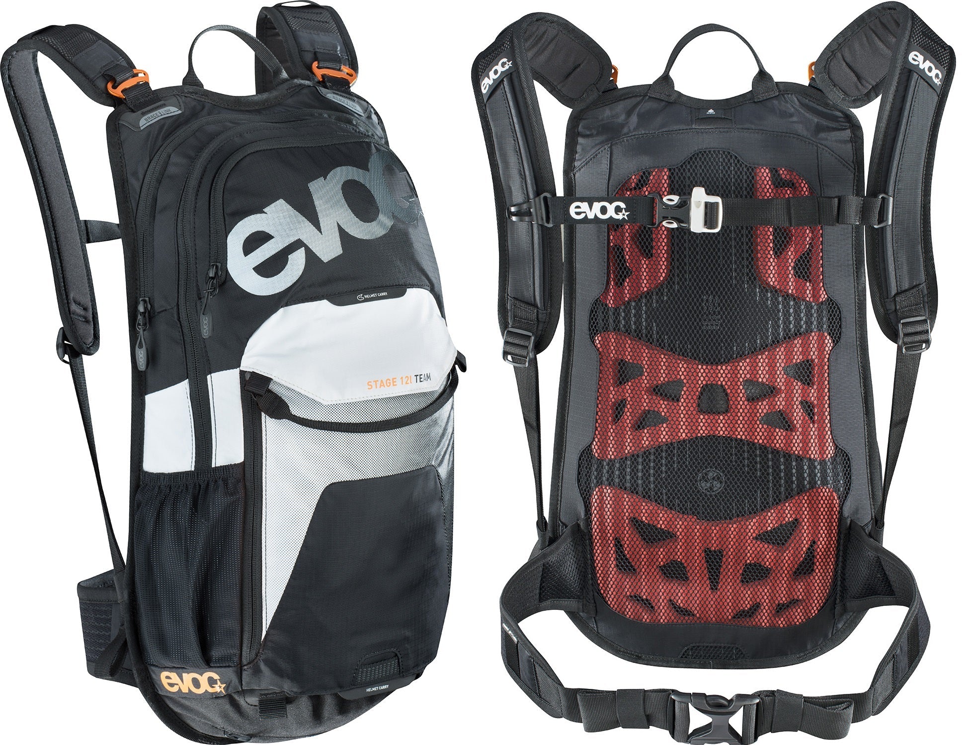EVOC STAGE 12L TEAM BLACK - WHITE - NEON ORANGE